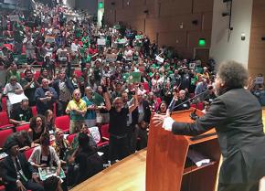 Cornel West speaks to a session of the Green Party convention