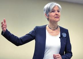 The Green Party's Jill Stein speaks to a campaign meeting