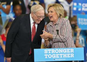 Warren Buffett and Hillary Clinton on the campaign trail
