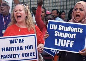 Faculty and students rally at Long Island University's Brooklyn campus
