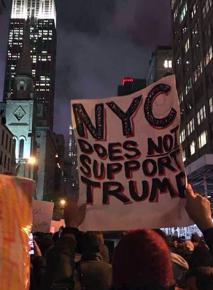 Demonstrators took to the streets in New York City on the day after the election