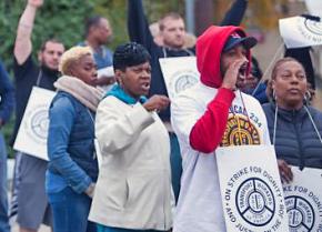 Striking transit workers in Philadelphia take to the picket line