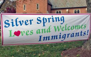 The banner that hangs outside a Silver Springs church