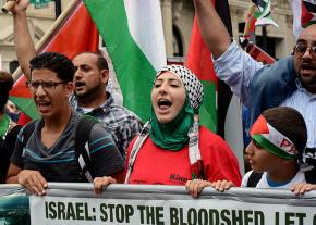 Marching in Washington, D.C., for Palestinian rights