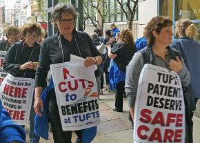 Nurses at the Tufts Medical Center picket to demand a fair contract