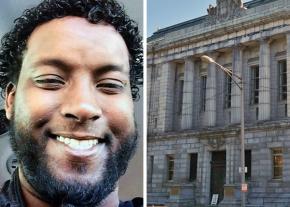 Left: Abdi Ali; right: the Portland court building where he was arrested