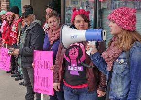 Pro-choice activists mobilize to protect one of the three remaining abortion clinics in Wisconsin