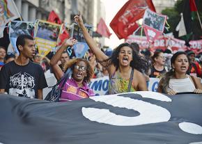 Public-sector employees march against austerity in Rio de Janeiro