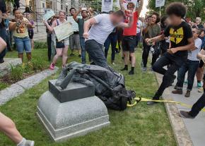 Protesters destroy a confederate statue in Durham, North Carolina