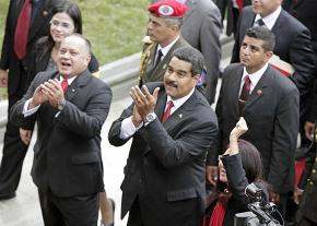 Venezuelan President Nicolás Maduro (center) and former National Assembly Speaker Diosdado Cabello (front left)