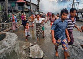 Residents of a Rohingya village forced from their homes