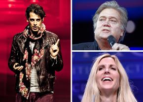 Clockwise from left: Milo Yiannopoulos, Steve Bannon and Ann Coulter