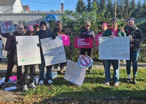 Abortion rights activists mobilize for a clinic defense in Poughkeepsie, New York