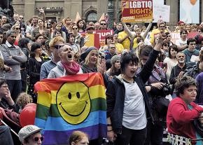 Rallying for marriage equality and LGBTQ liberation in Melbourne, Australia