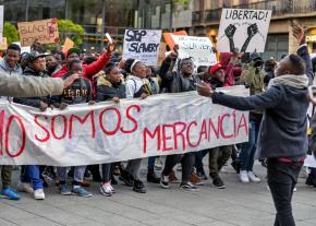 Protesters take to the streets of Barcelona against the slave trade in Libya