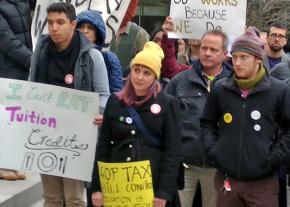 Graduate student employees and their supporters rally at Syracuse University