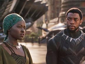Lupita Nyong’o (left) and Chadwick Boseman star in the film Black Panther