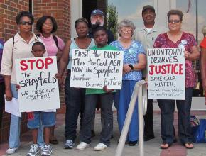 Residents of Uniontown, Alabama, protest the dumping of toxic waste in their community