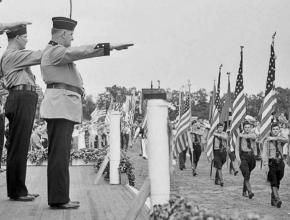 Members of the fascist German American Bund parade on Long Island in 1937