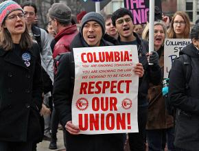 Graduate workers rally for union recognition at Columbia University
