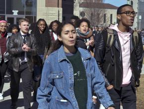 Student activists protest police brutality on the campus of Loyola University Chicago