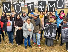 Immigrant rights activists rally outside the Batavia Immigration Detention Center in upstate New York