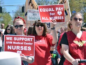 Nurses in Burlington, Vermont, on the march for a fair contract