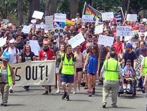 Opponents of the far right march in Boston