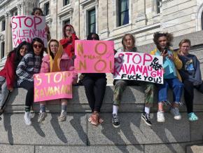 Students speak out against sexual assault on the steps of the state Capitol in St. Paul