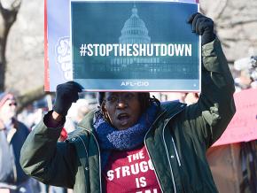 Federal workers rally against the shutdown in Washington, D.C.